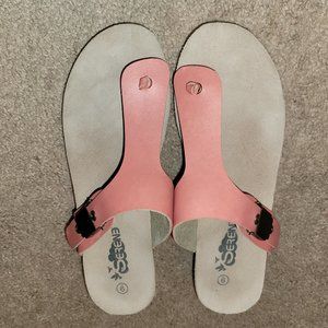FINAL PRICE Serena Coral Pink Wedge Thong Sandals 9